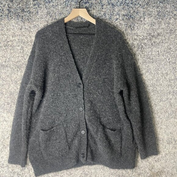 Jenni Kayne Cardigan Sweater Womens XS Gray Alpaca Wool Blend Button Front Cozy - Picture 1 of 8